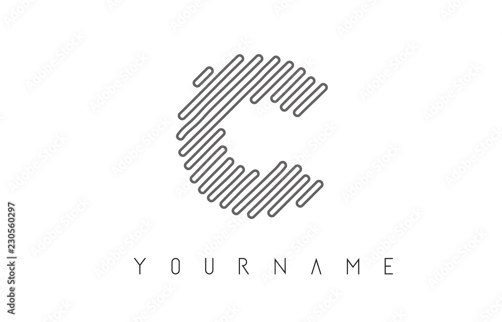 C Letter Logo Design with Black Lines Monogram C Letter Logo Design with Black Lines Monogram