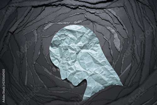 Fototapeta Silhouette of depressed and anxiety person head