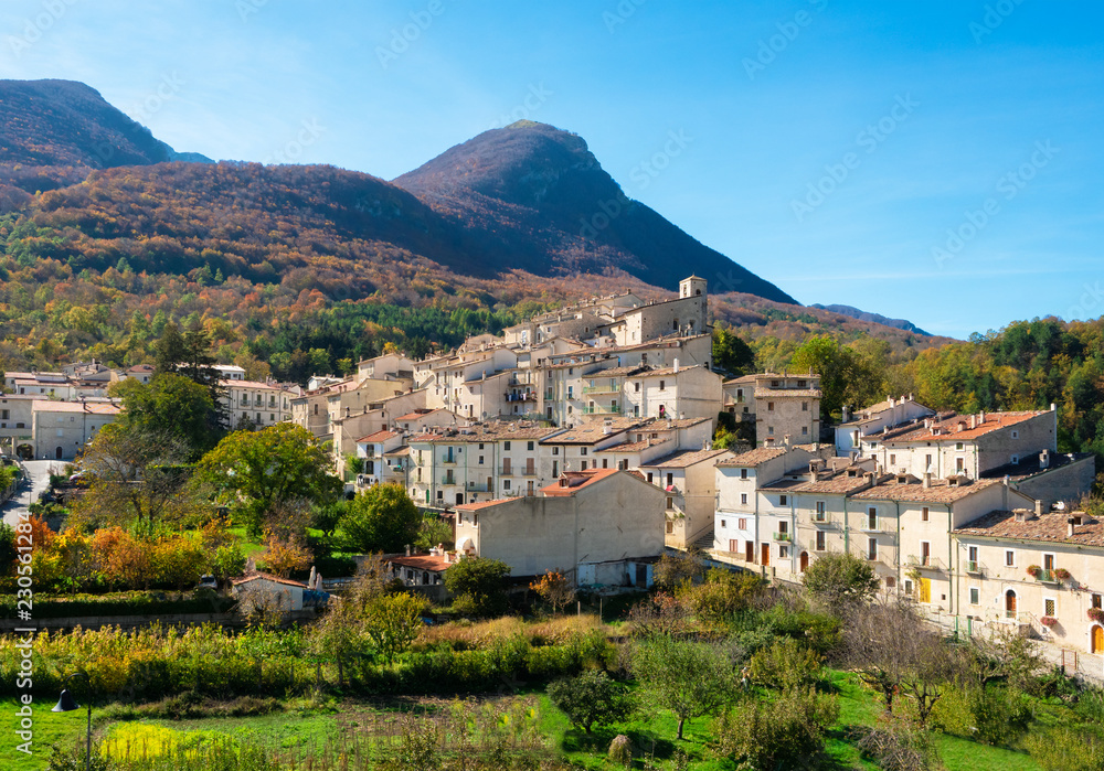 National Park of Abruzzo, Lazio and Molise (Italy) - The autumn in the italian mountain natural reserve, with wild animals, little old towns, the Barrea Lake. Here: the Civitella Alfedena village