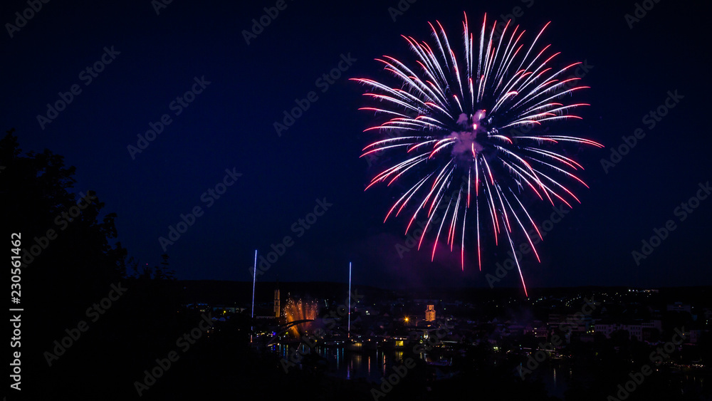 Colorful bavarian fireworks - Danube in flames - Vilshofen - Bavaria