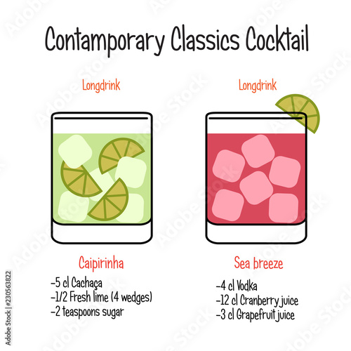 Caipirinha cocktail and sea breeze cocktail recipe