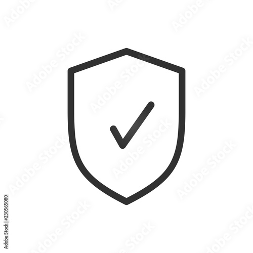 Shield with checkmark symbol . Vector illustration isolated on white background.