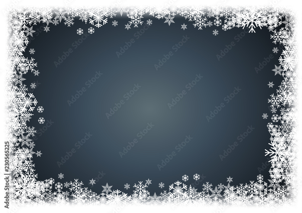 Vector Winter Background. A cold Christmas. Frame made of snowfall and ice crystals Vector Winter Background. A cold Christmas. Frame made of snowfall and ice crystals