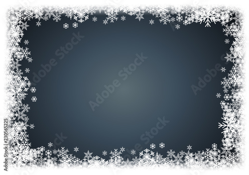 Vector Winter Background. A cold Christmas. Frame made of snowfall and ice crystals