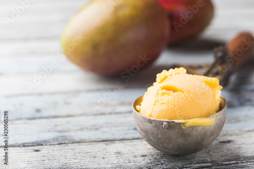 Homemade mango ice cream
