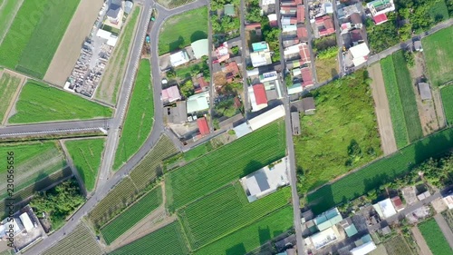 Wallpaper Mural Fields with various types of agriculture and villages beside with air pollution in winter, Tainan, Taiwan, aerial view Torontodigital.ca