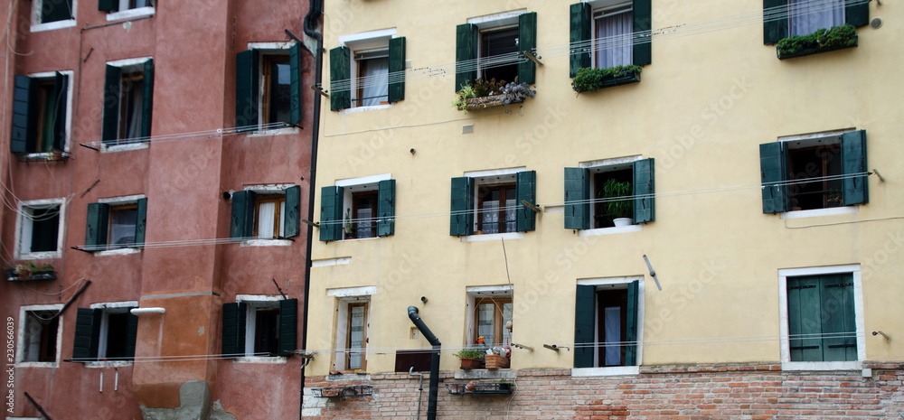 Picturesque walls and windows of Venetian Ghetto