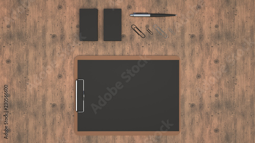 Wallpaper Mural Clipboard, business cards, paper clips and pen Torontodigital.ca