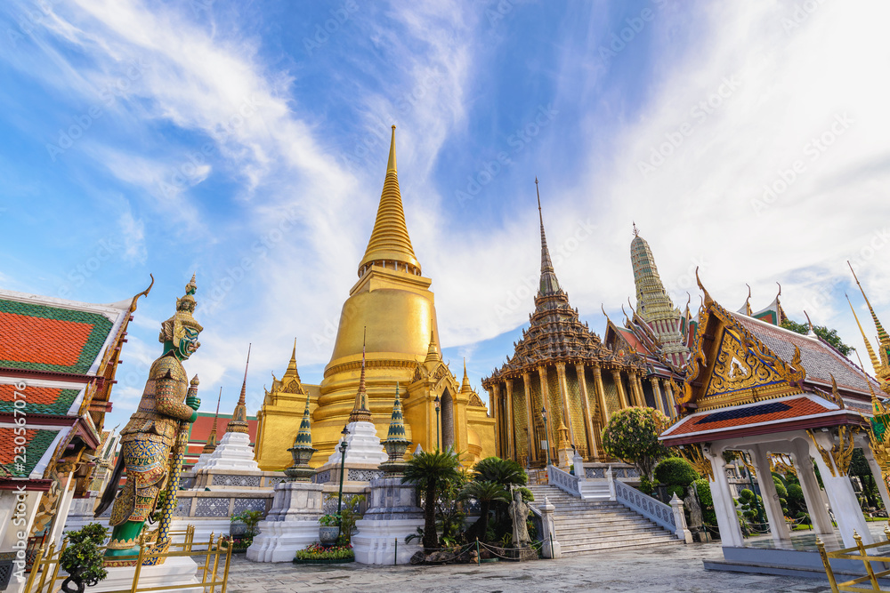 Bangkok Thailand, city skyline at Wat Phra Kaew temple