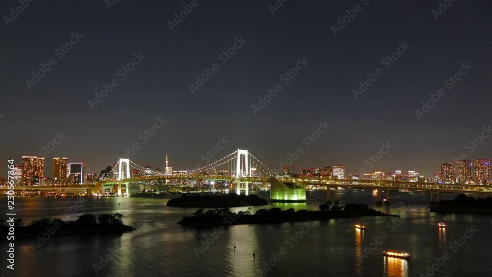 4K Timelapse of Rainbow Bridge and Tokyo Tower in the city japan 4K Timelapse of Rainbow Bridge and Tokyo Tower in the city japan