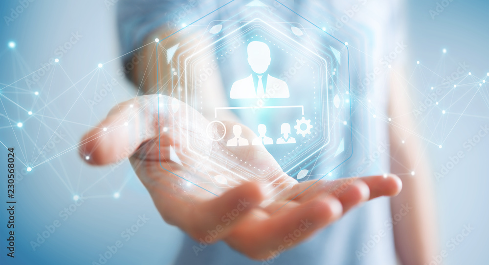 Businessman using business leadership chart 3D rendering Businessman using business leadership chart 3D rendering