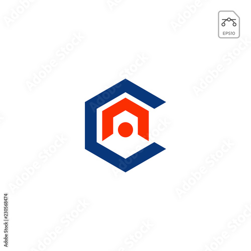 initial AC, CA, A, C Logo template