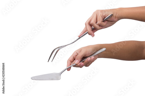 Hand Holding BBQ Cutlery  , kitchen utensils 
