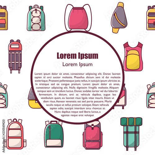 Vector cartoon flat backpack, sport suitcase background
