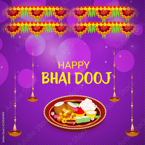 Vector illustration of a Background for indian festival of Happy Bhai Dooj Celebration. photo