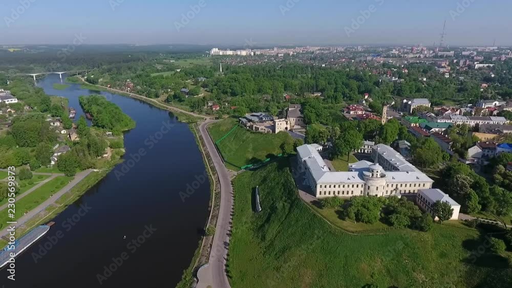 Aerial view of Grodno, Belarus. Ancient Fortress. The historic city center Aerial view of Grodno, Belarus. Ancient Fortress. The historic city center