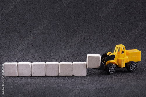 working machine moving stone blocks