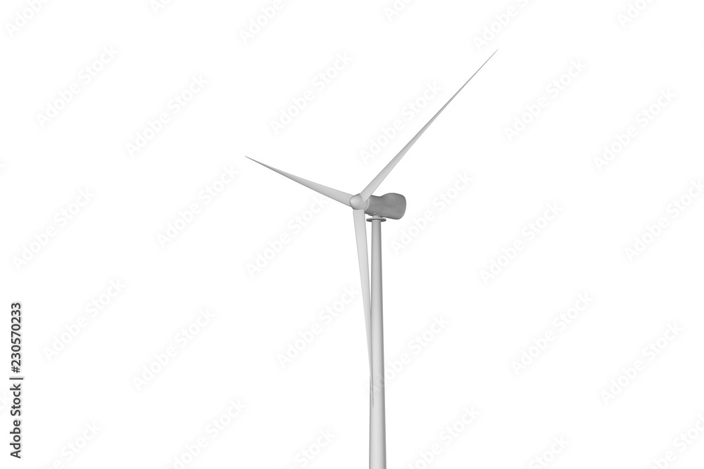 Windmill isolated on white background - wind power industrial illustration, 3D illustration Windmill isolated on white background - wind power industrial illustration, 3D illustration