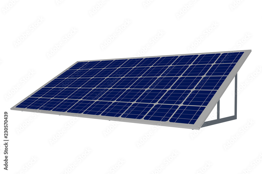 Solar panel isolated on white background - industrial illustration, 3D illustration Solar panel isolated on white background - industrial illustration, 3D illustration