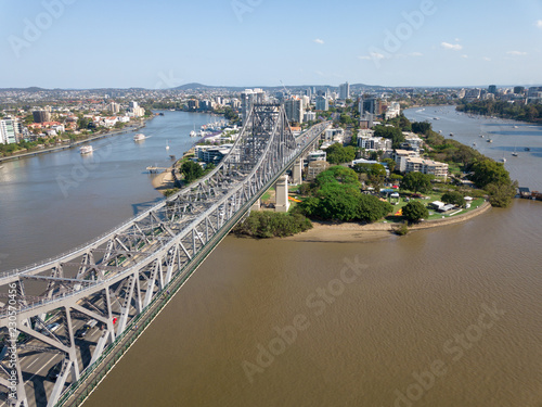 This is an image of story bridge in brisbane as shot from a drone