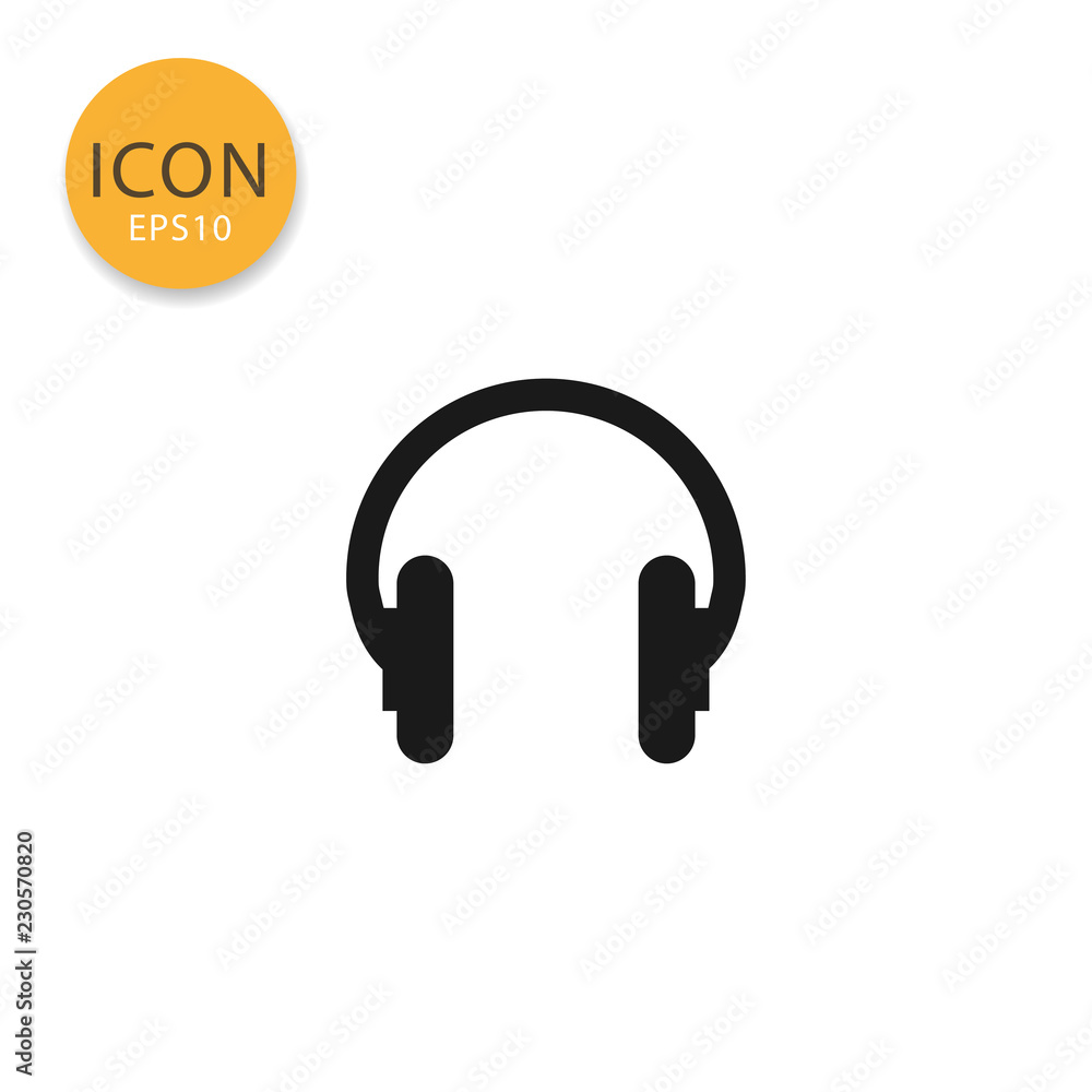 Headphone icon isolated flat style. Headphone icon isolated flat style.