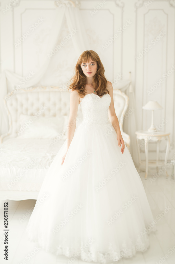 Beautiful luxury bride in elegant white dress Beautiful luxury bride in elegant white dress