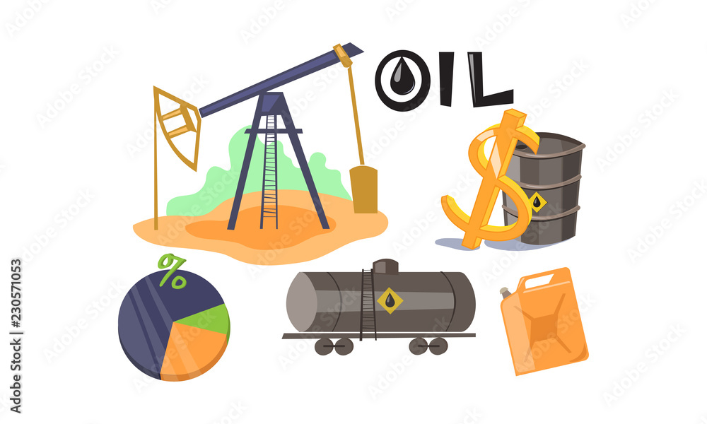 Extraction and processing of oil set, production and transportation of oil and petrol vector Illustration on a white background Extraction and processing of oil set, production and transportation of oil and petrol vector Illustration on a white background