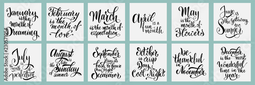 Lettering phrases about all month. Hand drawn style vector illustration photo