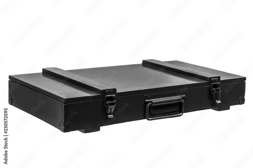 wooden black box for weapons isolated on white wooden black box for weapons isolated on white