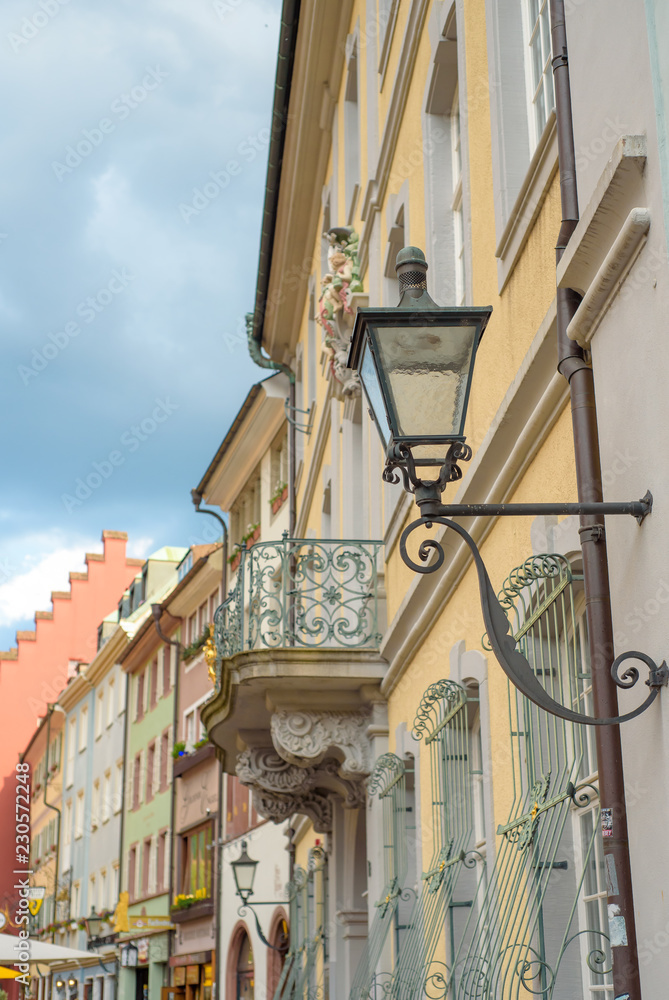 Calm Freiburg, Germany, historic buildings central square Calm Freiburg, Germany, historic buildings central square