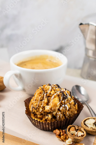 Piece of Sweet Cake with Chocolate, Condensed Milk, Poppy Seeds and Cookies. Christmas Theme.