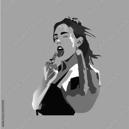 Girl showing middle finger illustration