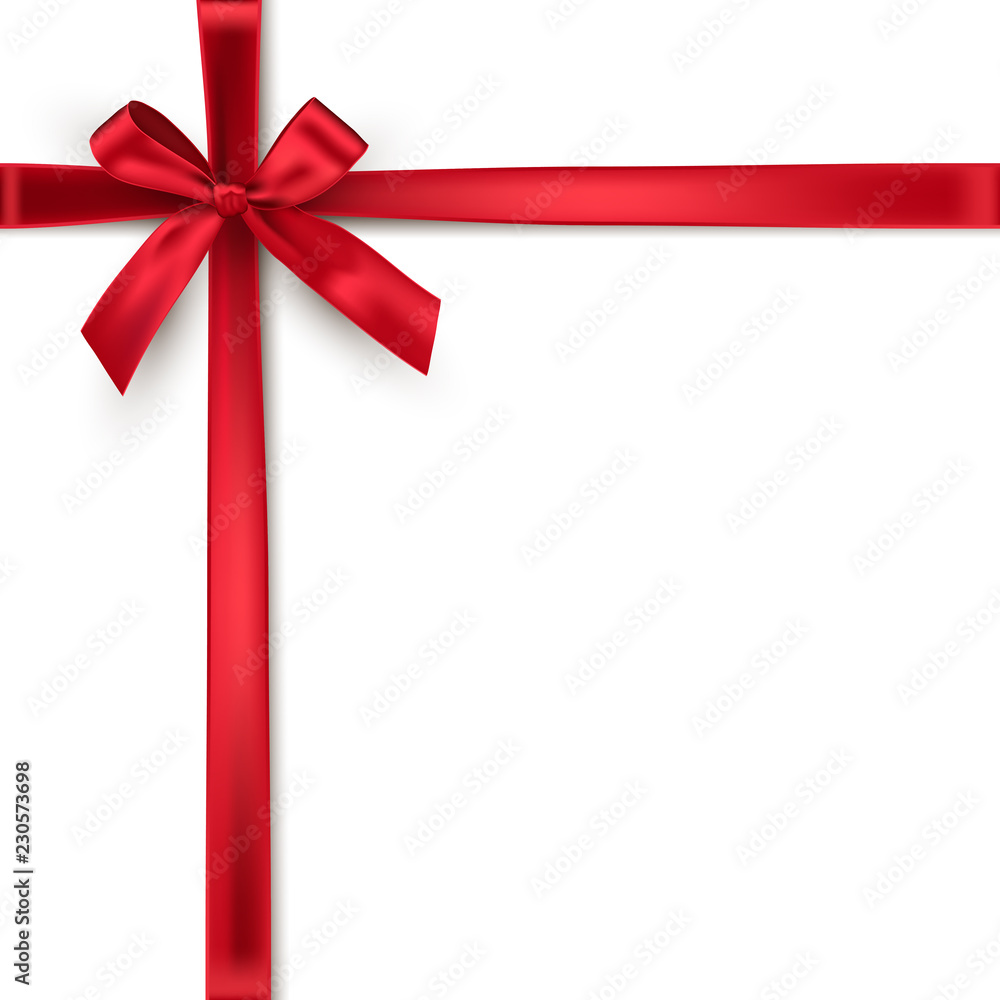 Red crossed ribbons and bow. Vector realistic design element. Red crossed ribbons and bow. Vector realistic design element.