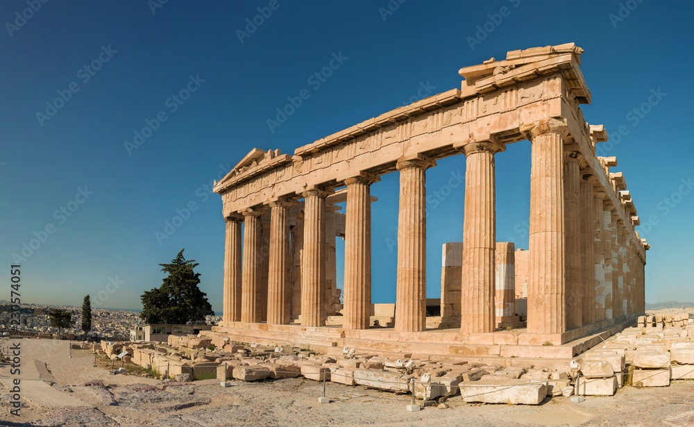 Parthenon ruins of Athens Acropolis shoot in the morning with soft light. Ancient Greece major landmark.
