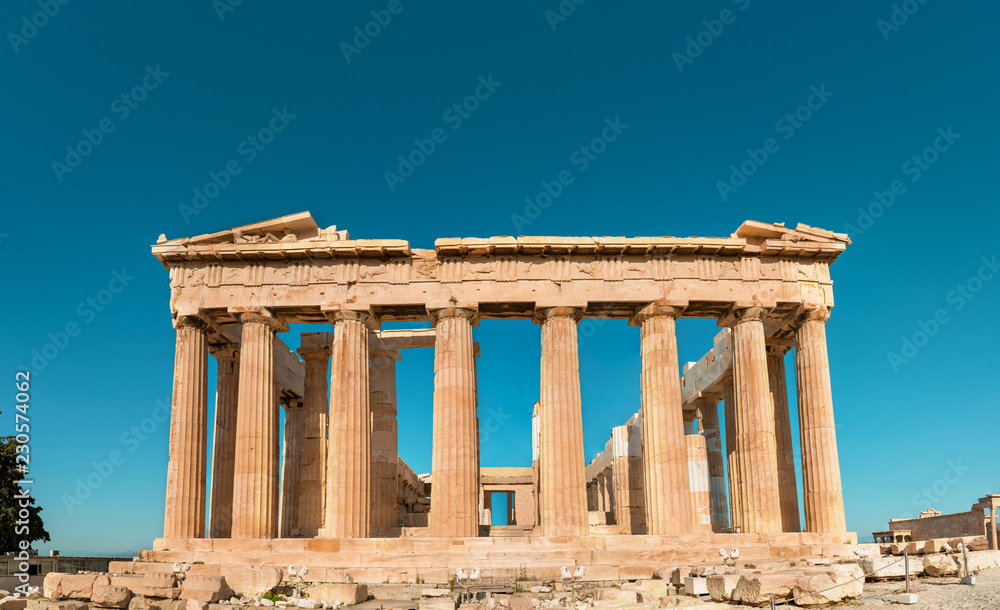 Parthenon of Acropolis front photo shoot in the morning with no tourists around. Parthenon of Acropolis front photo shoot in the morning with no tourists around.