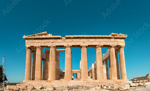 Parthenon of Acropolis front photo shoot in the morning with no tourists around.