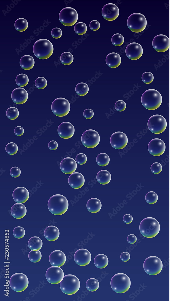 ubble with Hologram Reflection. Set of Realistic Water or Soap Bubbles for Your Design.