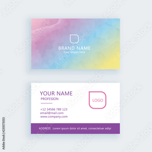 Modern business card template colorful watercolor