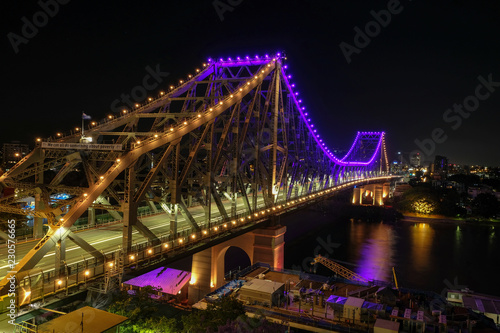 Story Bridge and brisbane river as seen at night