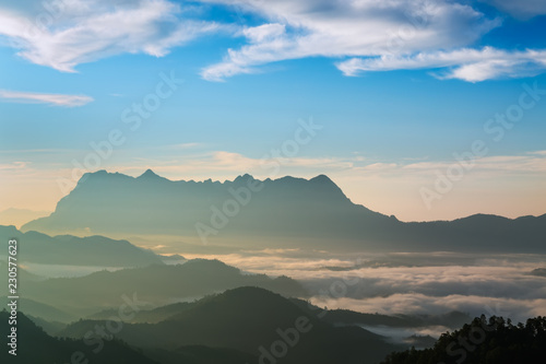 Landscape of sunrise on Mountain at Doi Luang Chiang Dao  ChiangMai  Thailand