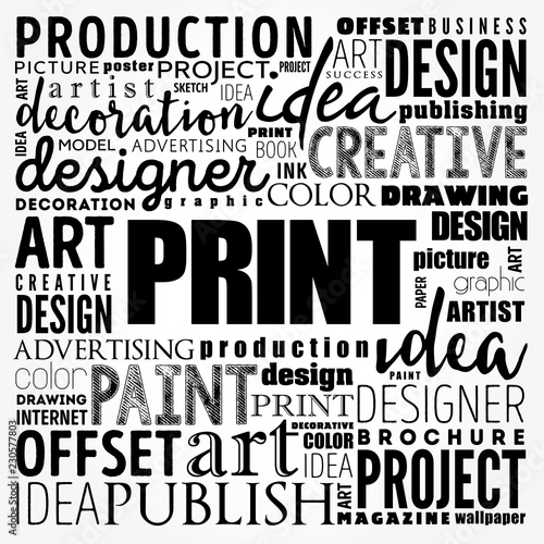 PRINT word cloud, creative business concept background