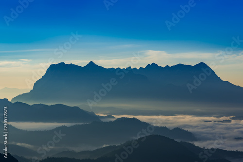 Landscape of sunrise on Mountain at Doi Luang Chiang Dao, ChiangMai ,Thailand