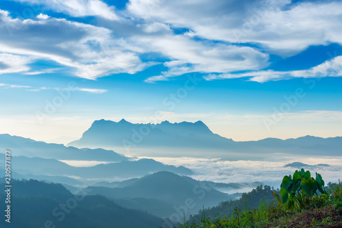 Landscape of sunrise on Mountain at Doi Luang Chiang Dao, ChiangMai ,Thailand