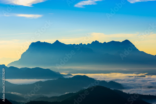 Landscape of sunrise on Mountain at Doi Luang Chiang Dao  ChiangMai  Thailand