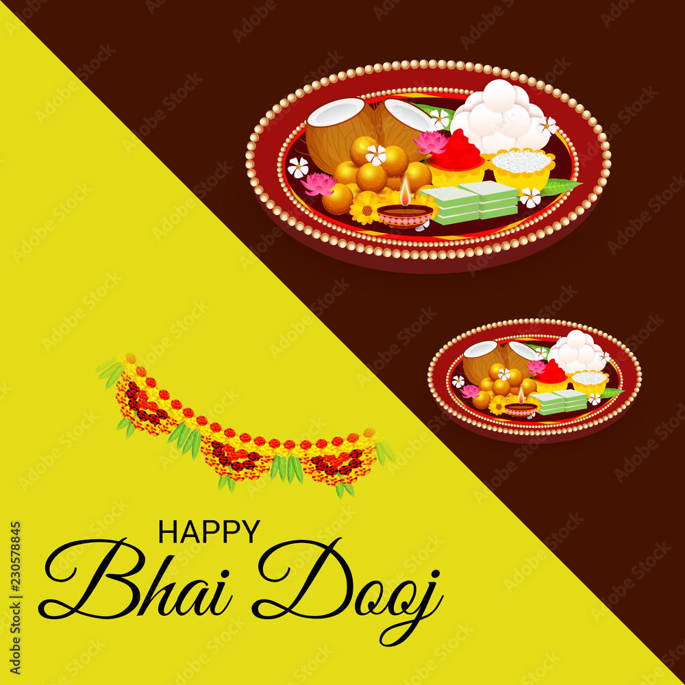Vector illustration of a Background for indian festival of Happy Bhai Dooj Celebration. Vector illustration of a Background for indian festival of Happy Bhai Dooj Celebration.