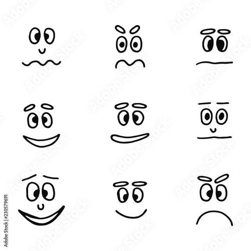 funny faces icons set of isolated objects