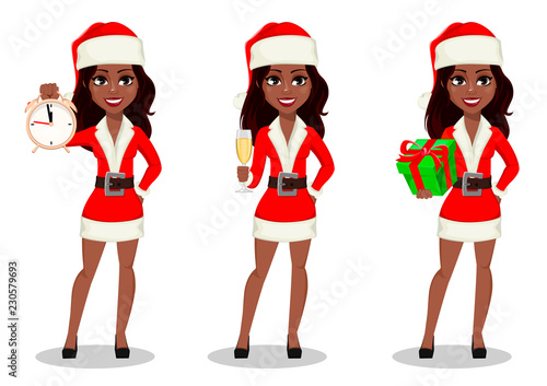 African-American woman in Santa Claus costume