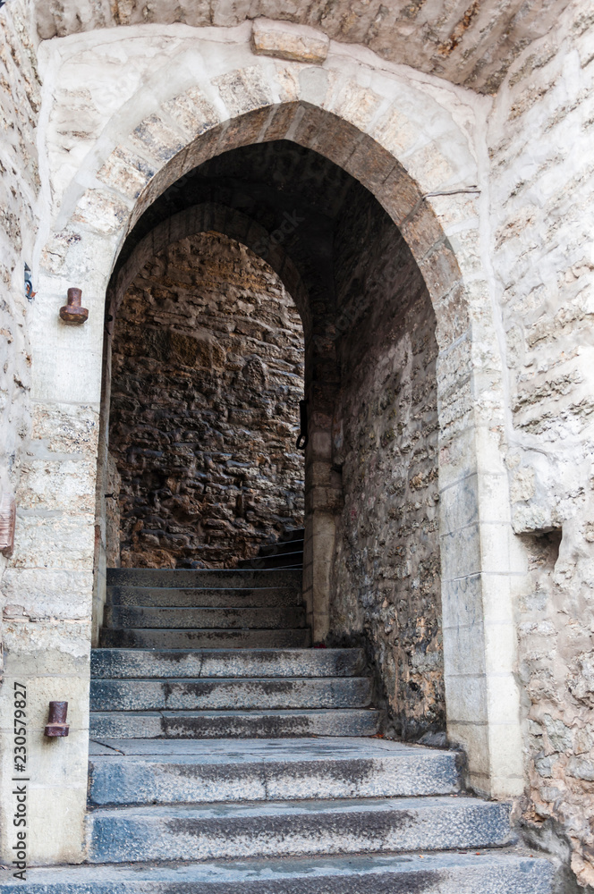 Medieval arch with steps