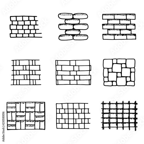 paving tiles icons set. isolated objects silhouettes
