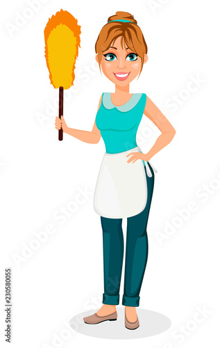 Happy housewife. Cheerful mother